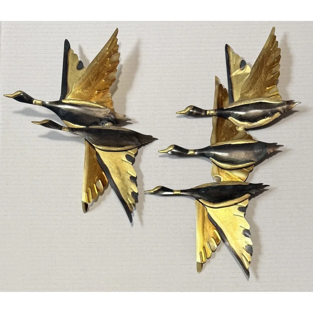 Vintage 60s Metal Wall Art Flying Geese Mid Century Modern MCM - Set of